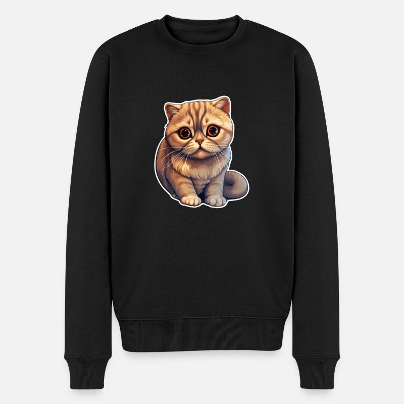 Scottish Fold Katze - Männer Premium Bio Pullover - Schwarz