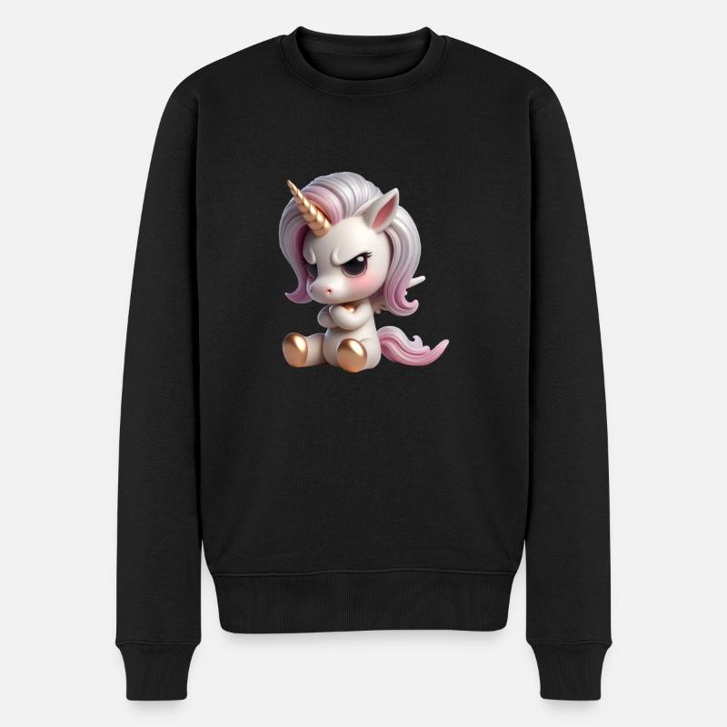 Einhorn grimmig 2 - Männer Premium Bio Pullover - Schwarz