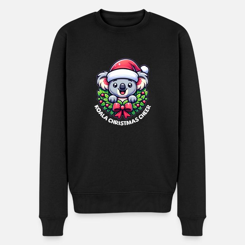 Weihnachts-Koala - Männer Premium Bio Pullover - Schwarz