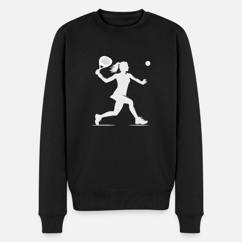 Padel-Spielerseite weiß - Männer Premium Bio Pullover - Schwarz