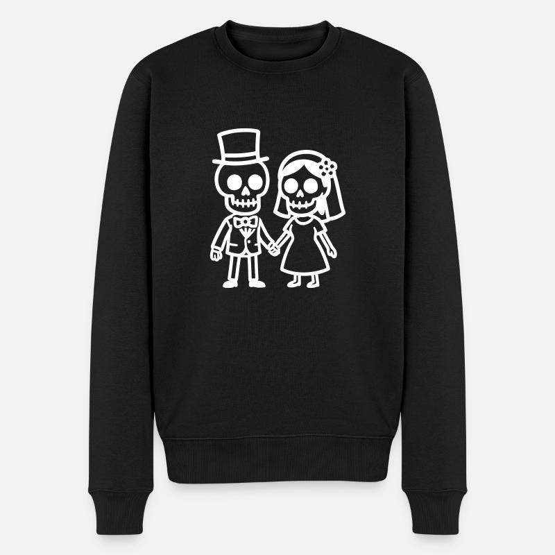 Crâne de mariage marié - Pull Premium bio Homme - noir
