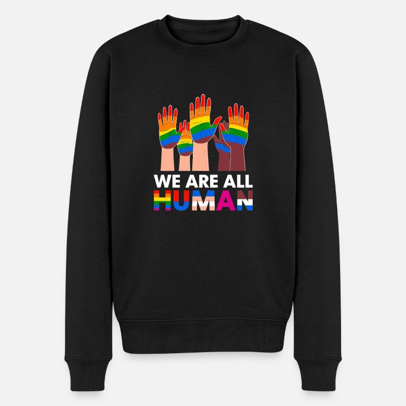 Wir sind alle Menschen Vielfältige Hände Regenbogen - Männer Premium Bio Pullover - Schwarz