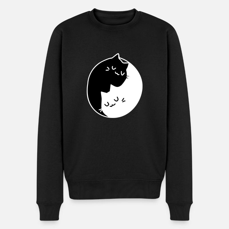Ying Yang Katzen Geschenk Idee - Männer Premium Bio Pullover - Schwarz