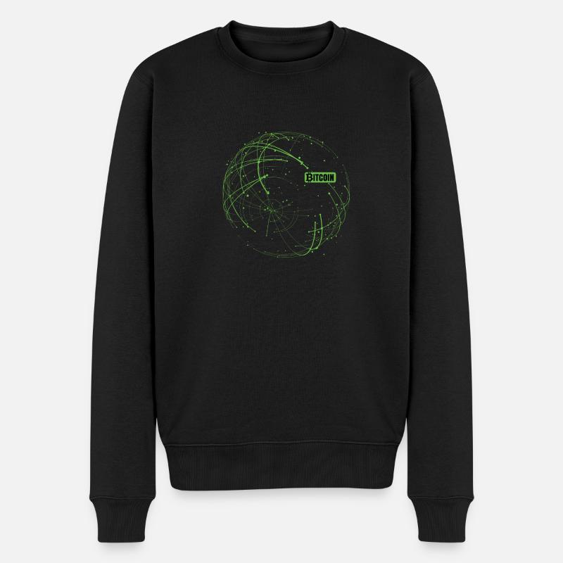 Bitcoin Blockchain Gruen Schwarze Schrift - Männer Premium Bio Pullover - Schwarz