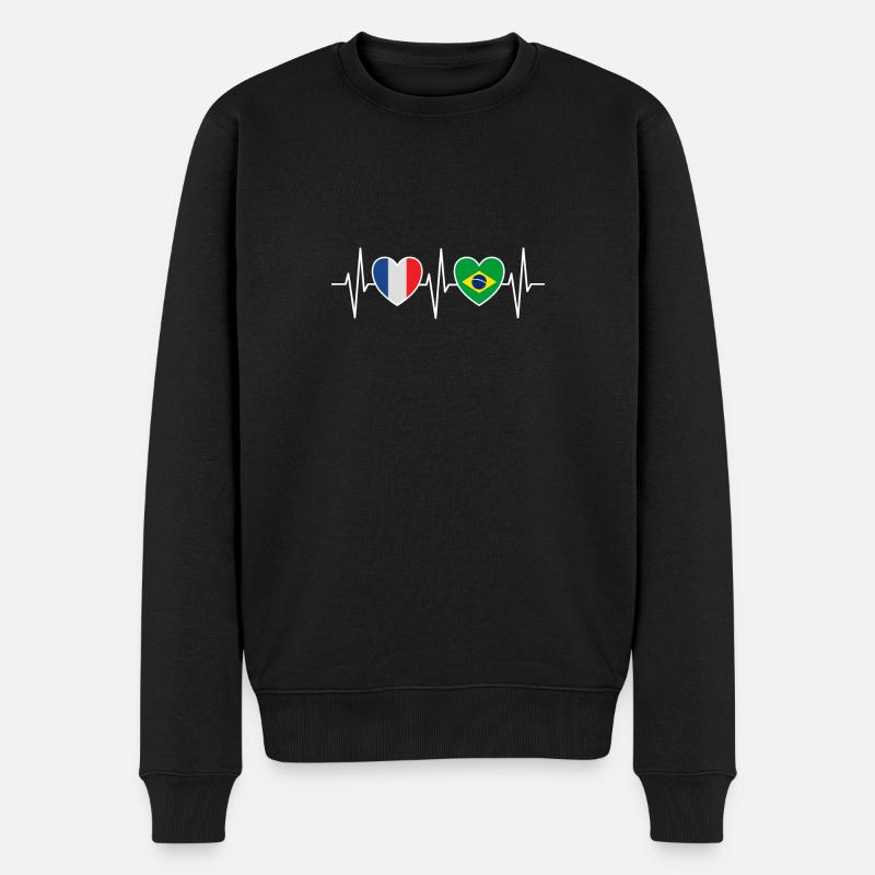 France et Brésil Drapeau brésilien - Pull Premium bio Homme - noir