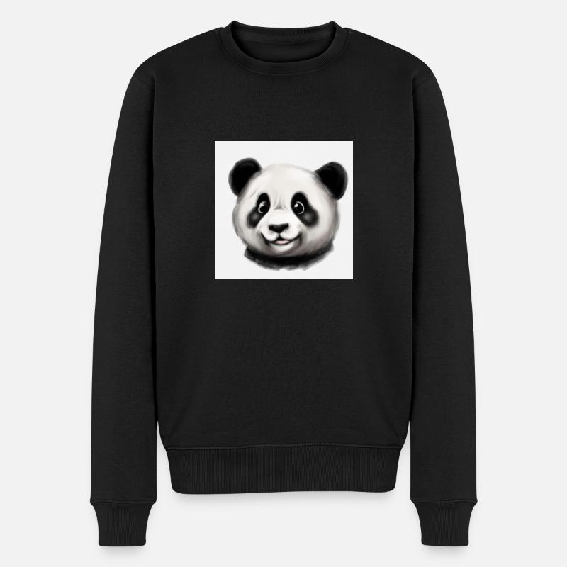 Süßer Panda - Männer Premium Bio Pullover - Schwarz