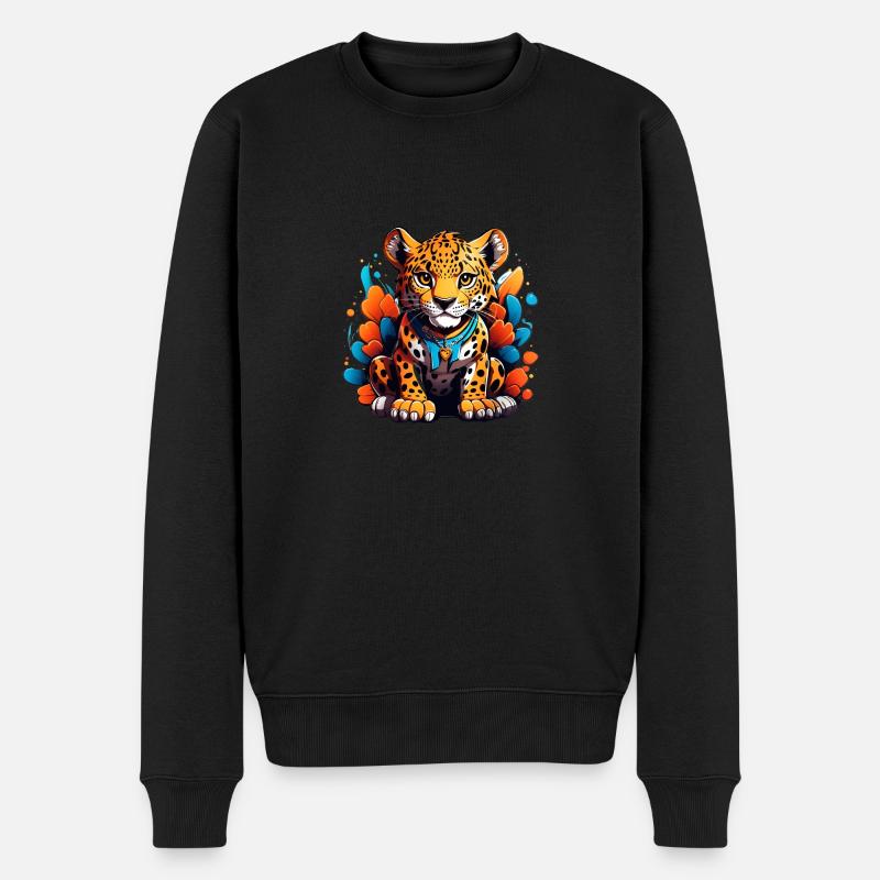kleines Leoparden Baby - Männer Premium Bio Pullover - Schwarz
