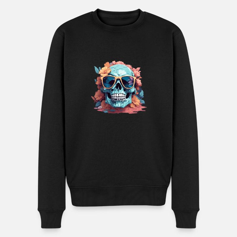 Crâne frais avec lunettes de soleil - Pull Premium bio Homme - noir