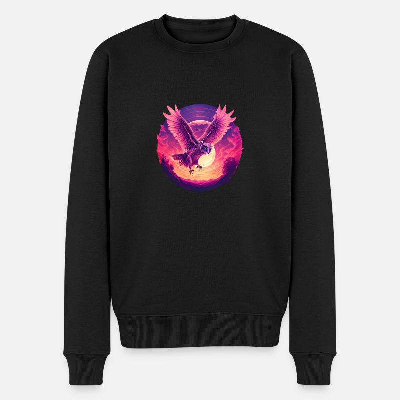 Wunderschöne Eule im Wonnenuntergang - Männer Premium Bio Pullover - Schwarz
