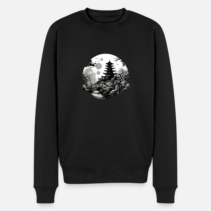 Japan schwarz weiß - Männer Premium Bio Pullover - Schwarz