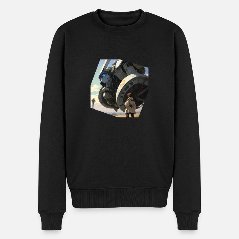 Manga Riesiger Roboter - Männer Premium Bio Pullover - Schwarz
