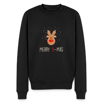 Renne Joyeux Noël - Humour de Noël - Pull Premium bio Homme - noir - Devant - Nico (187cm)