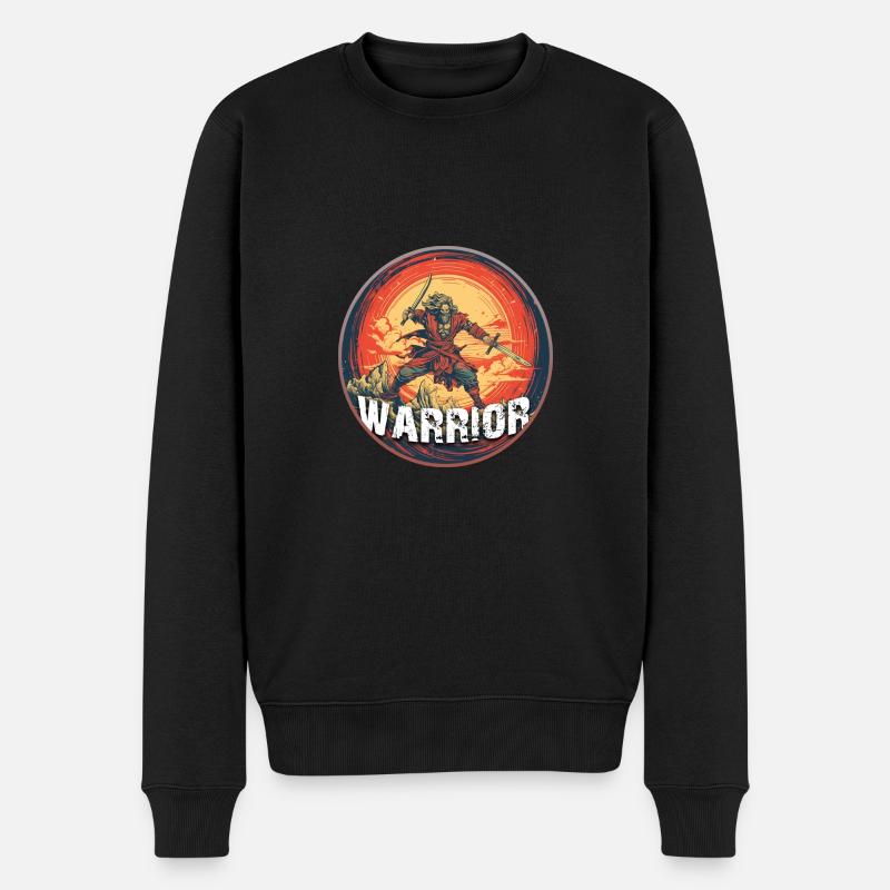 Warrior Design Logo Comic Style - Men's Premium Organic Jumper - black