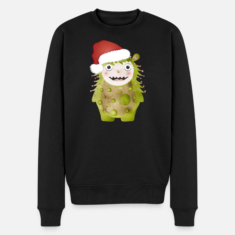 Joyeux monstre vert célébrant Noël - Pull Premium bio Homme - noir