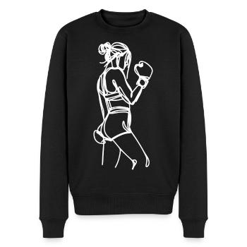 Boxerin Grafik - Männer Premium Bio Pullover - Schwarz - Vorne - Nico (187cm)