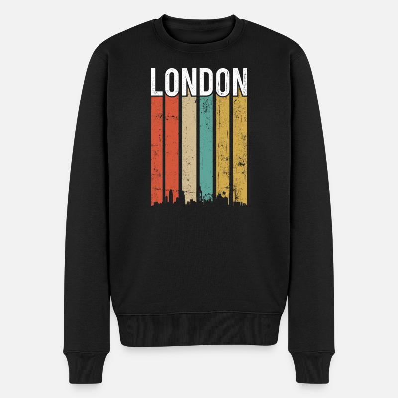 London Skyline Streifen - Männer Premium Bio Pullover - Schwarz