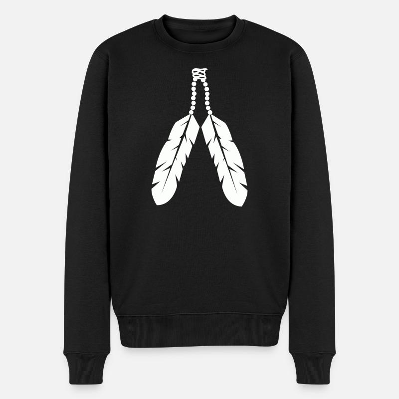 Conception de pendentif en plume autochtone - Pull Premium bio Homme - noir