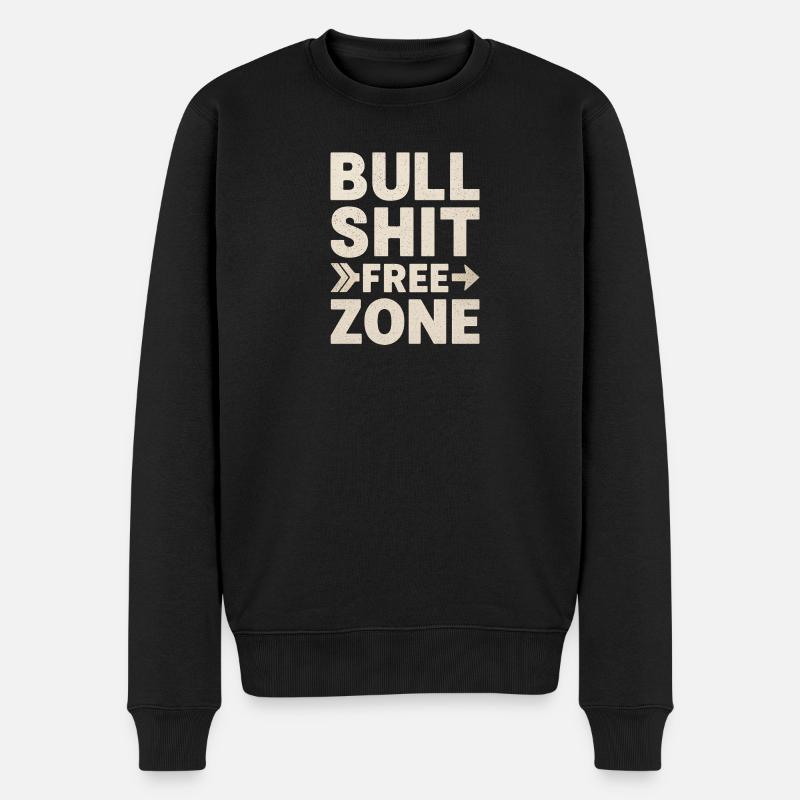 Bullshit Free Zone - Männer Premium Bio Pullover - Schwarz