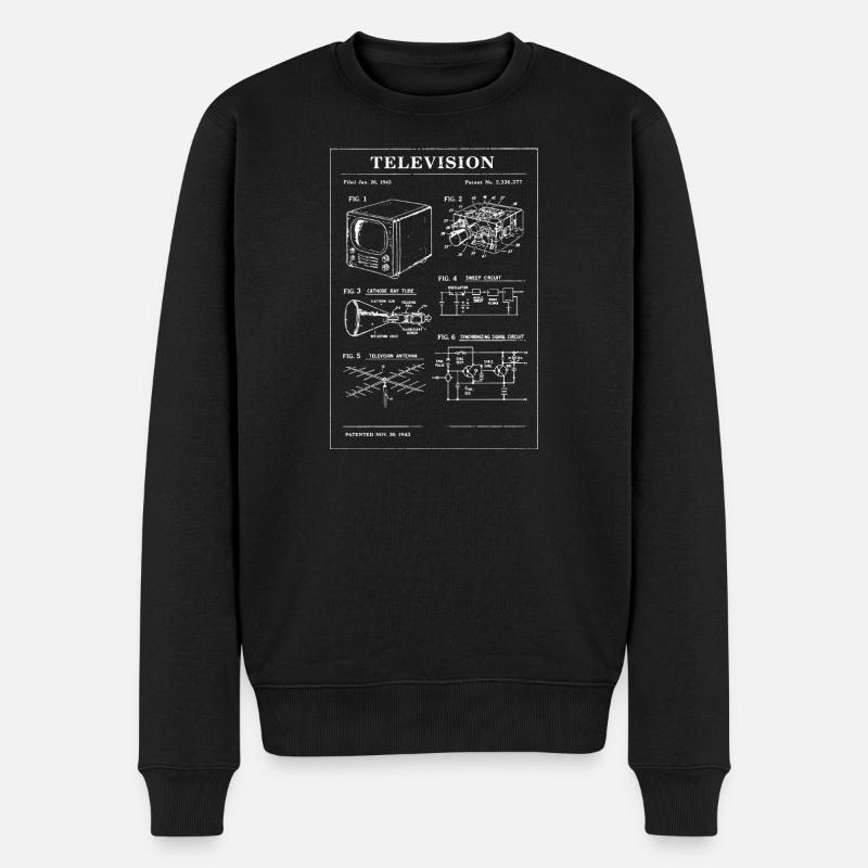 Retro-Fernseh-Bauplan - Männer Premium Bio Pullover - Schwarz