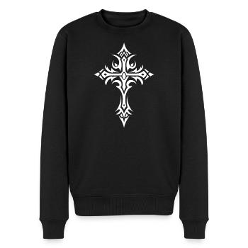 Cruciform Tribal Emblem - Men's Premium Organic Jumper - black - Front - Nico (187cm)