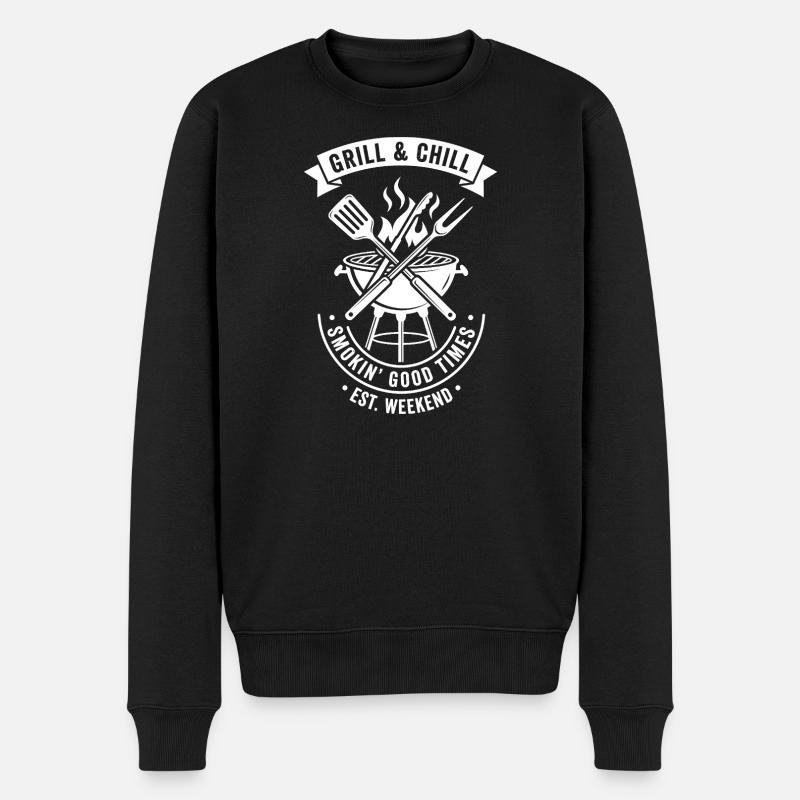 Motif barbecue grillé & chill - Pull Premium bio Homme - noir