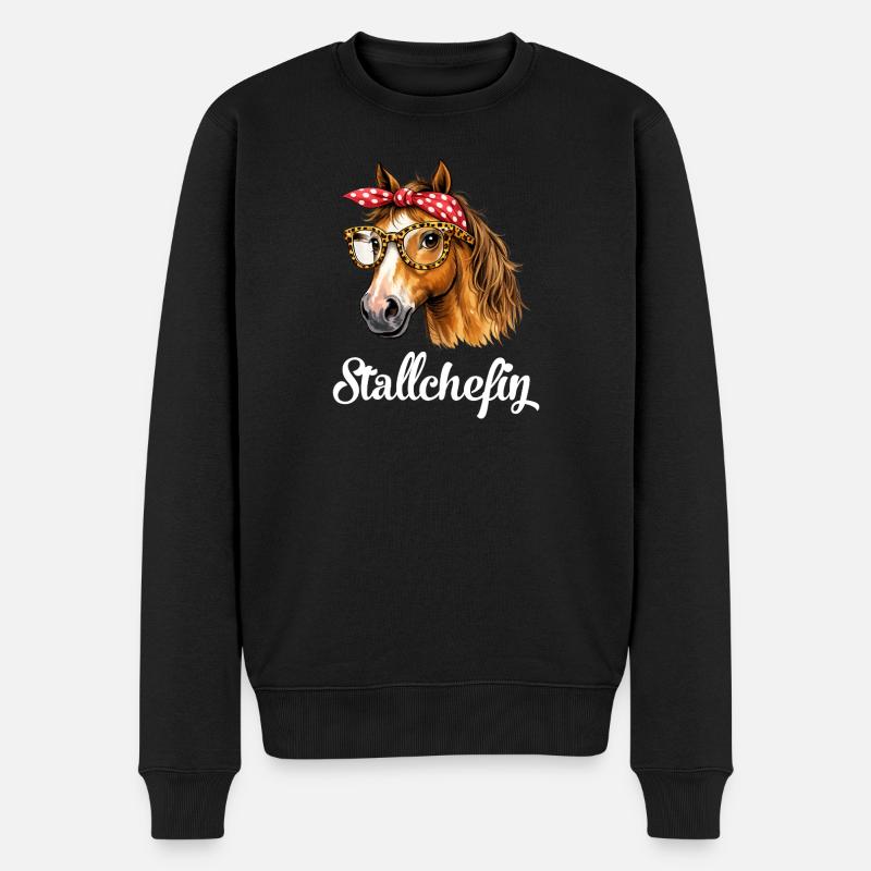 Stallchefin Pferd Stall lustig - Männer Premium Bio Pullover - Schwarz