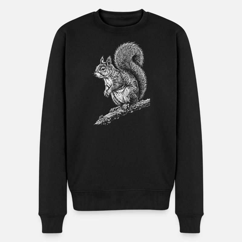 Silhouette d’écureuil sur une branche - Pull Premium bio Homme - noir