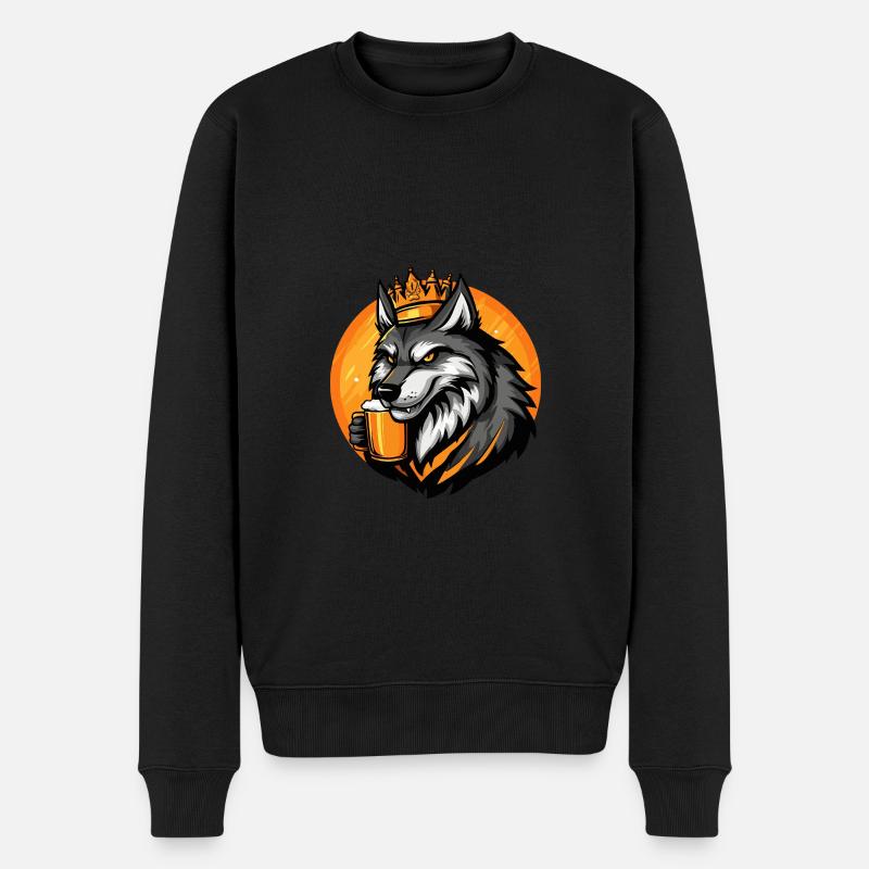 Wolf Bier - Männer Premium Bio Pullover - Schwarz