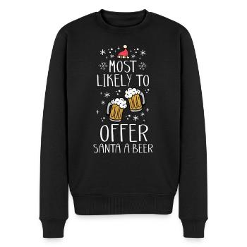 Weihnachten Bier Most Likely To Offer Santa a Beer - Männer Premium Bio Pullover - Schwarz - Vorne - Nico (187cm)