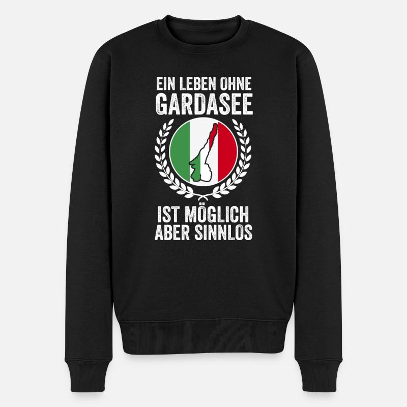 Gardasee Reise Geschenk - Männer Premium Bio Pullover - Schwarz