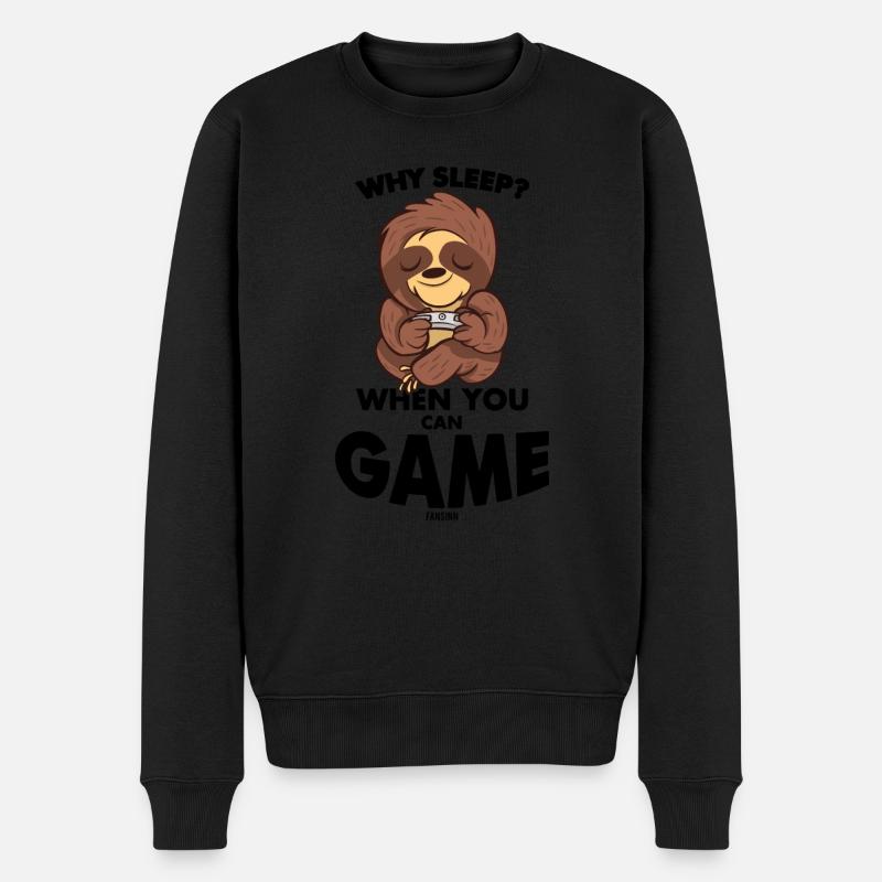 Gaming Kinder Faultier Videospiel - Männer Premium Bio Pullover - Schwarz