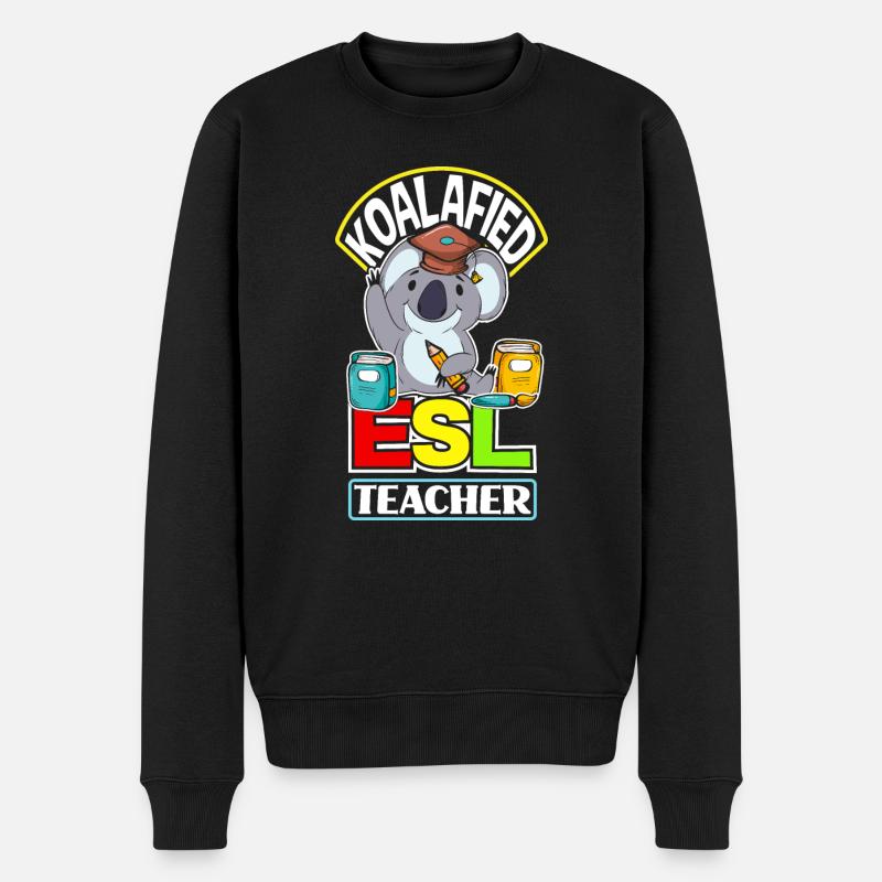 ESL Teacher Linguist Koalafied ESL Teacher Funny - Männer Premium Bio Pullover - Schwarz