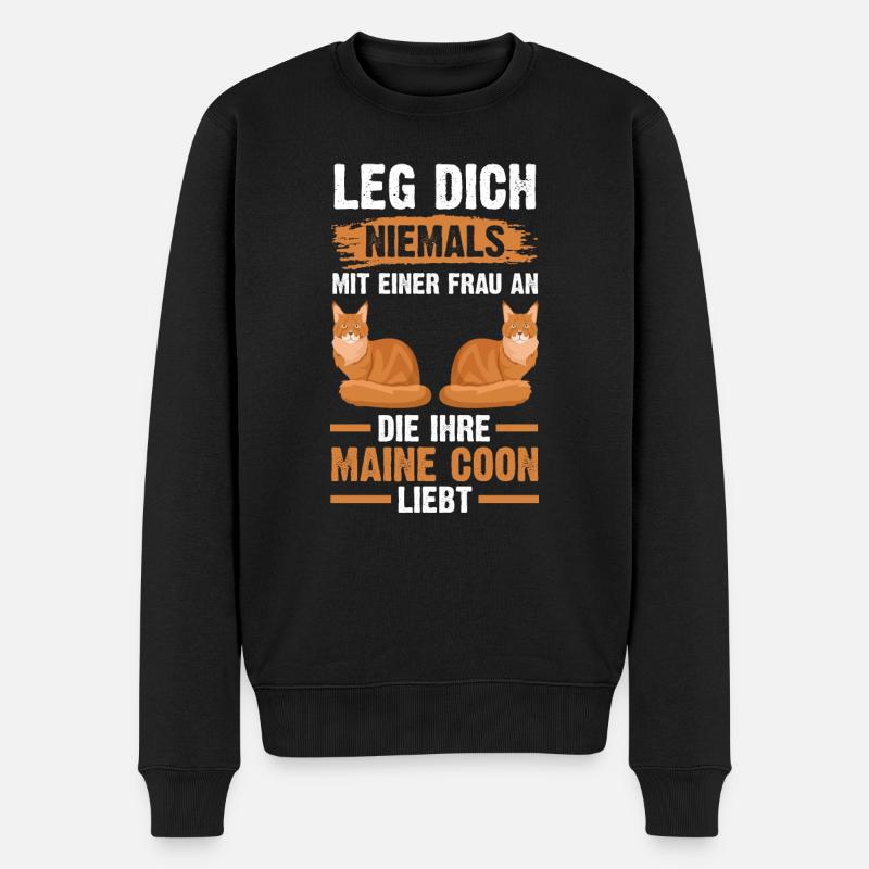 Maine Coon Katze - Männer Premium Bio Pullover - Schwarz
