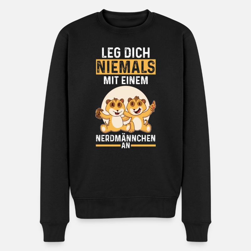 Erdmännchen Nerdmännchen - Männer Premium Bio Pullover - Schwarz