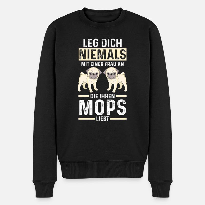 Hund Mops - Männer Premium Bio Pullover - Schwarz