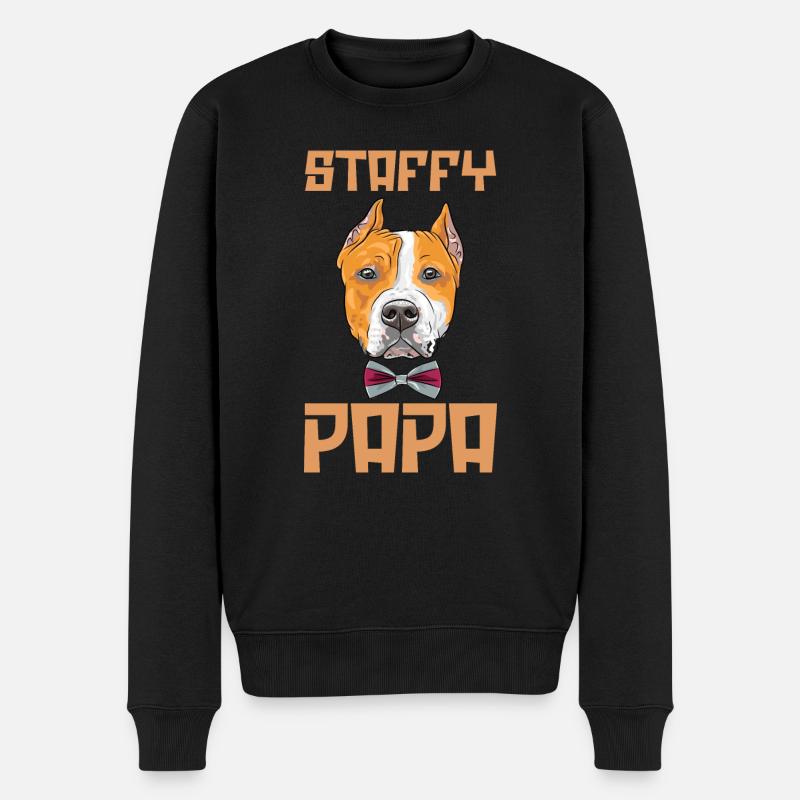 Chien Staffy Papa - Pull Premium bio Homme - noir