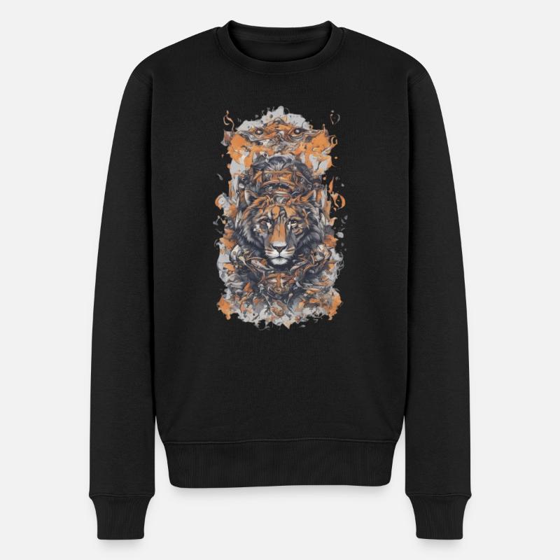 Tigerart - Männer Premium Bio Pullover - Schwarz
