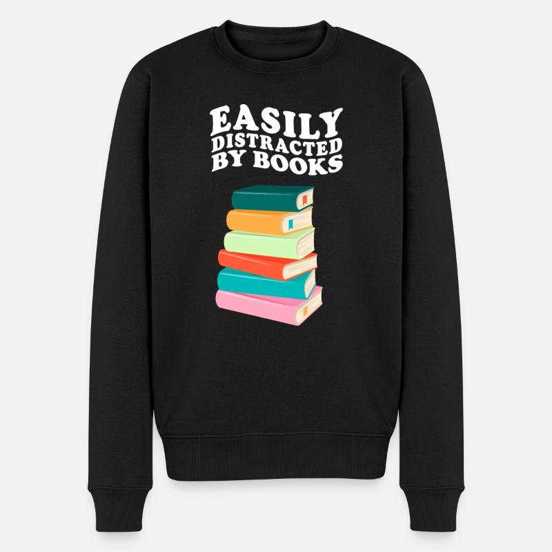 Easily Distracted By Books Retro Vintage Lesen - Männer Premium Bio Pullover - Schwarz