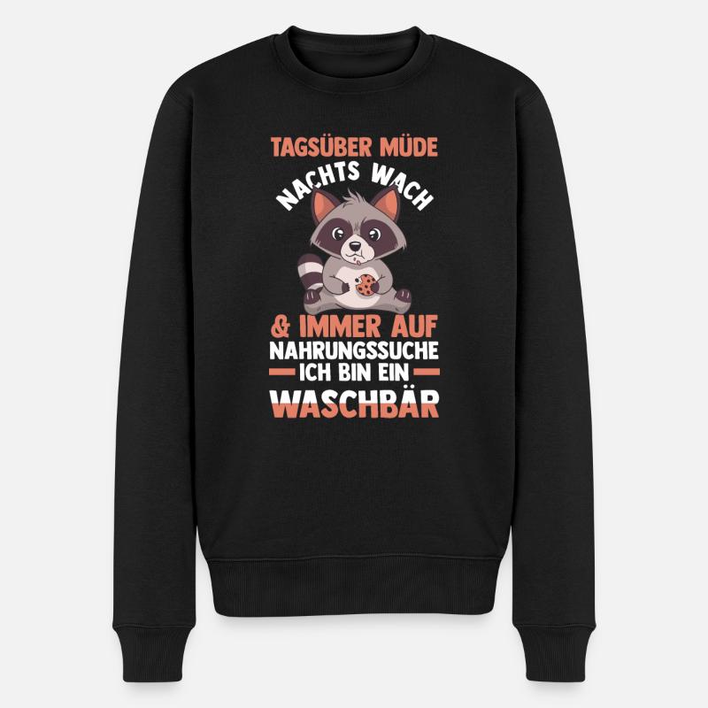Waschbär - Männer Premium Bio Pullover - Schwarz