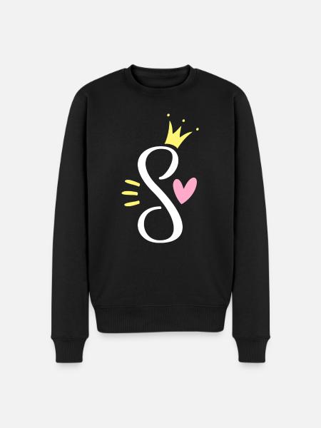 Buchstabe S Anfangsbuchstabe Krone - Männer Premium Bio Pullover - Schwarz