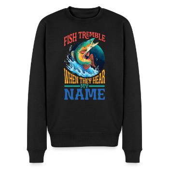 Fish Tremble When They Hear My Name 12 - Men's Premium Organic Jumper - black - Front - Nico (187cm)