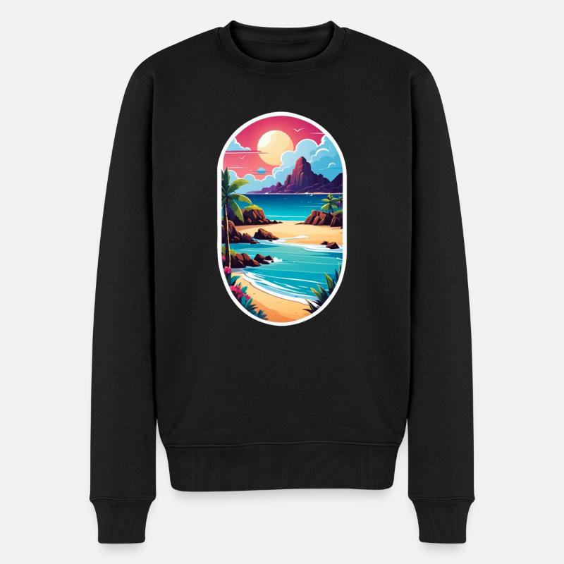 plage vacances soleil mer - Pull Premium bio Homme - noir