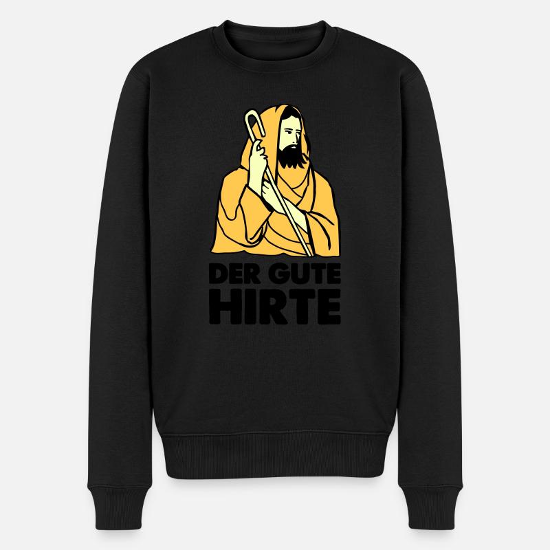 jesus hirte - Männer Premium Bio Pullover - Schwarz