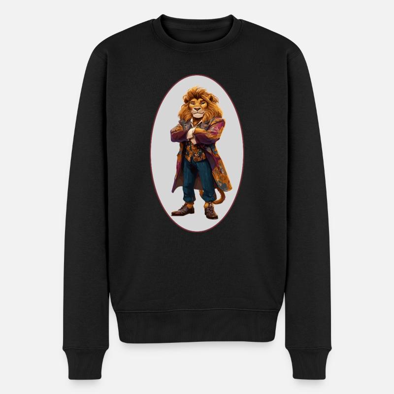 Löwe - Männer Premium Bio Pullover - Schwarz