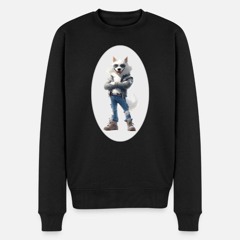Wolf - Männer Premium Bio Pullover - Schwarz