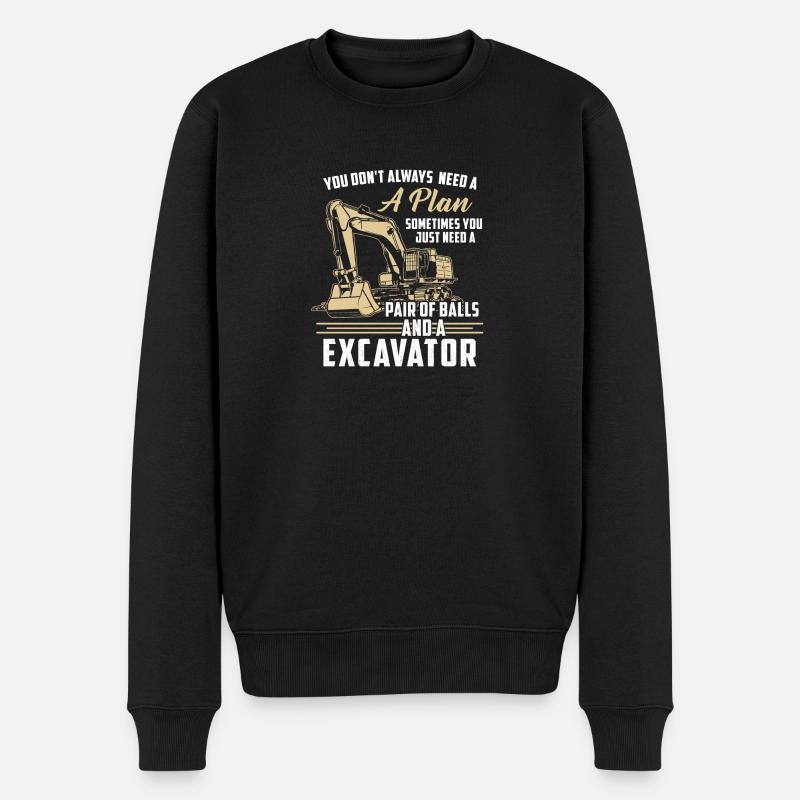 Bauarbeiter · Baustelle · Bagger · Keinen Plan - Männer Premium Bio Pullover - Schwarz