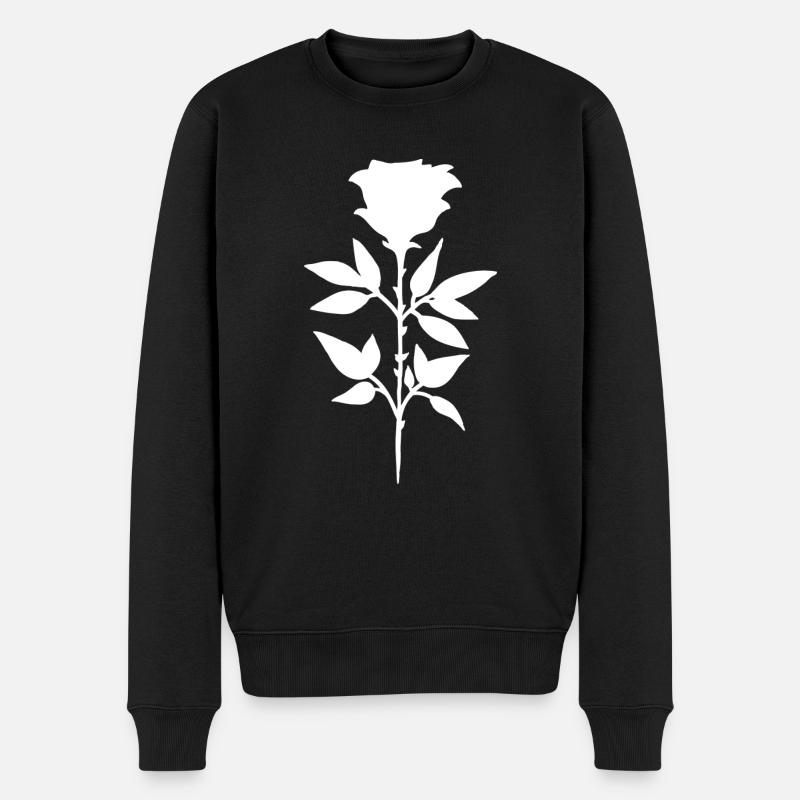 Weiße Rose - Männer Premium Bio Pullover - Schwarz