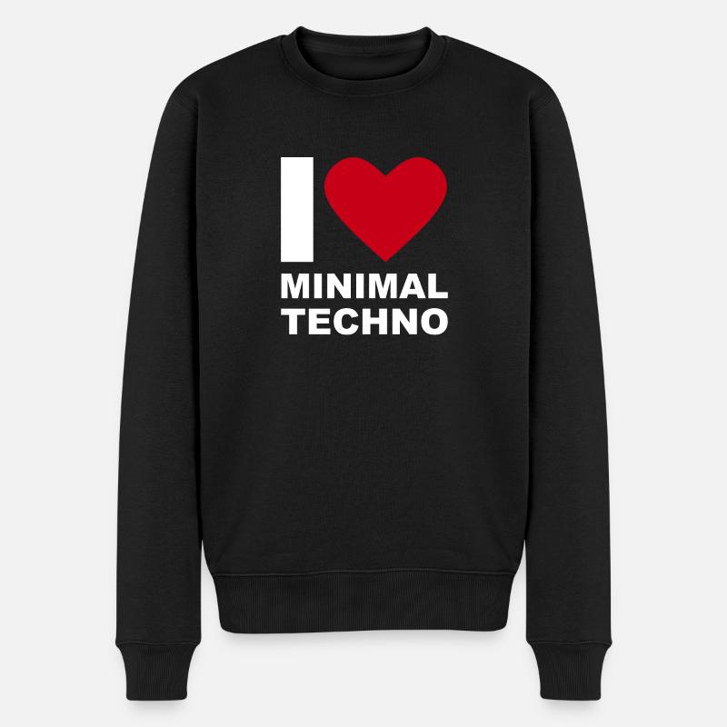 ICH LIEBE TECHNO MINIMAL - Männer Premium Bio Pullover - Schwarz