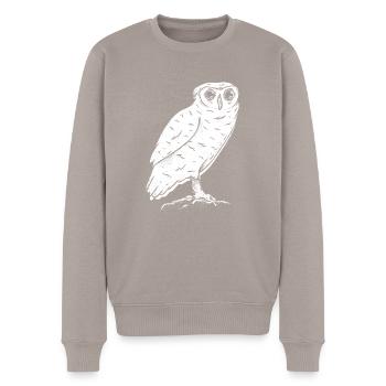 Tier des Waldes Eule gezeichnet - Männer Premium Bio Pullover - Taupe - Vorne - Nico (187cm)