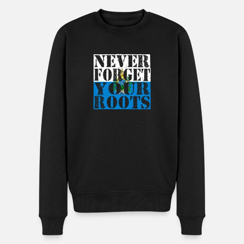Never-Forget-Roots-Wurzeln-San-Marino - Männer Premium Bio Pullover - Schwarz